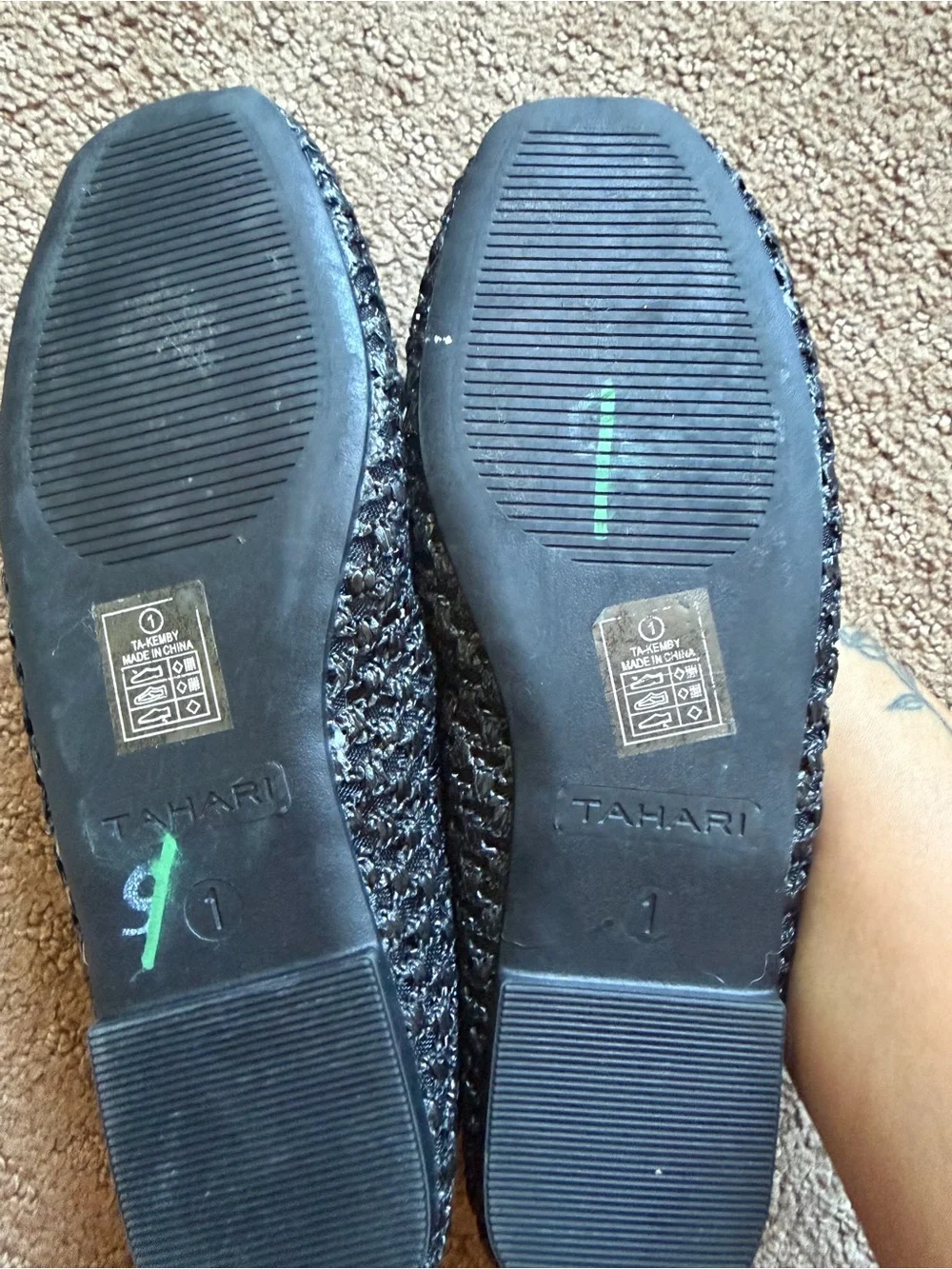 Tahari Girls Black Woven Mary Jane Ballet Flats Youth Size 1 Bow Dress Shoes